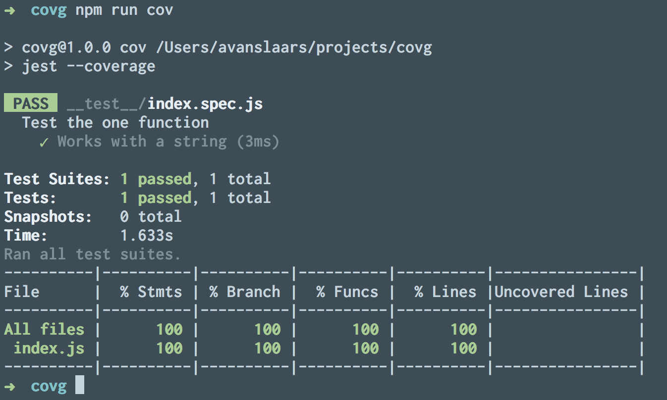 100% Code Coverage - woohoo!